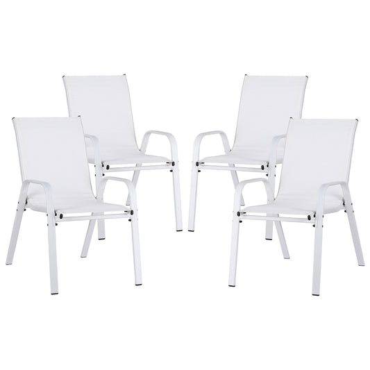 Gardeon 4PC Outdoor Dining Chairs Stackable Lounge Chair Patio Furniture White
