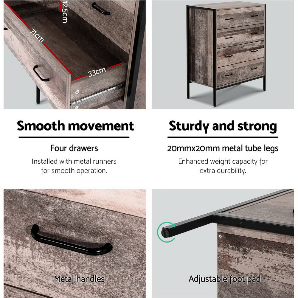 Artiss 4 Chest of Drawers - BARNLY