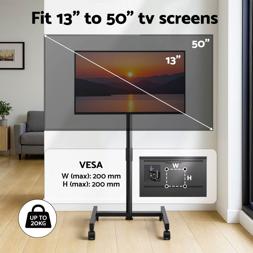 Artiss TV Stand 13-50" Universal Mobile Adjustable Height TV Stand with Wheels