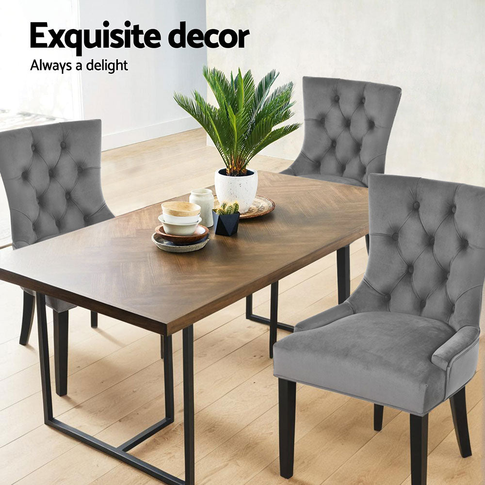 Artiss Dining Chairs Set of 4 Velvet French Provincial Grey