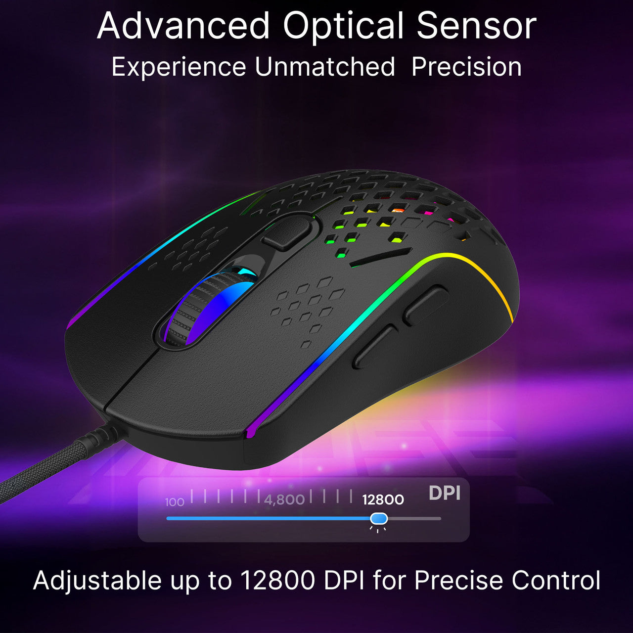 Laser RGB Lightweight Gaming Mouse - Black