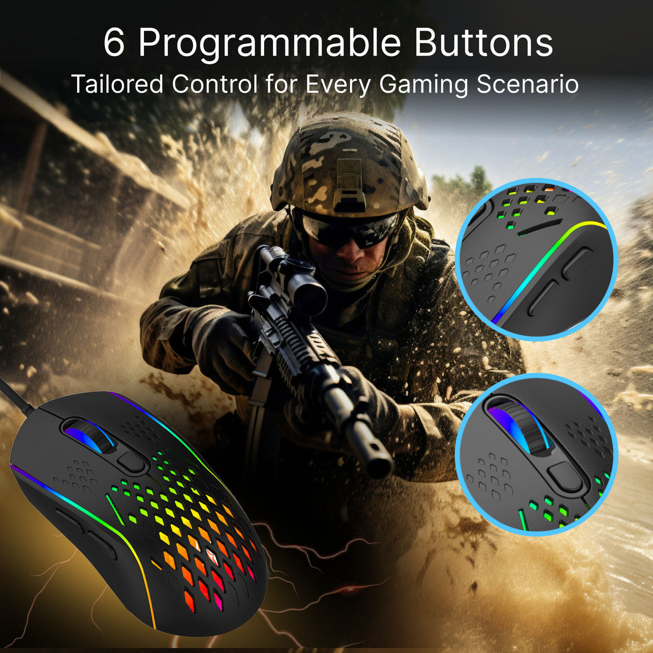 Laser RGB Lightweight Gaming Mouse - Black