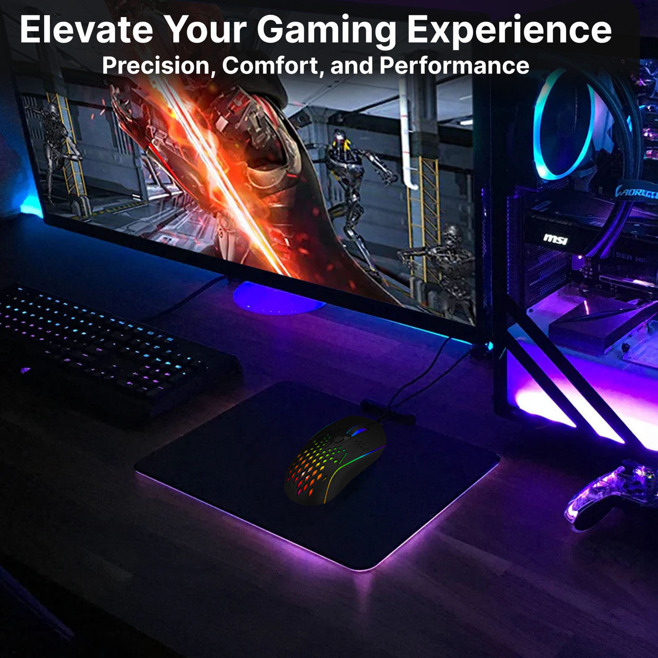 Laser RGB Lightweight Gaming Mouse - Black