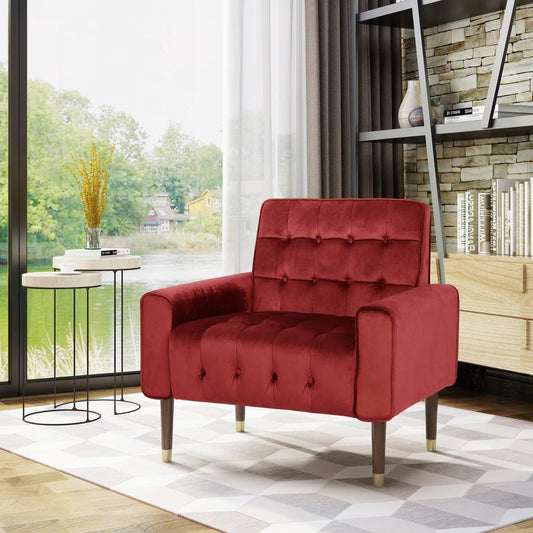 Lewisham Garnet Tufted Velvet Armchair
