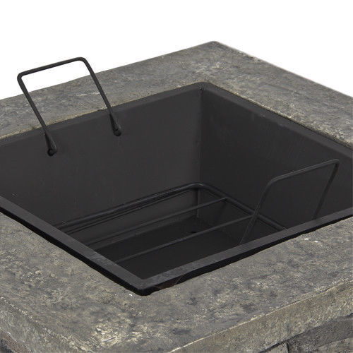 Samland STONE BASE OUTDOOR PATIO HEATER FIRE PIT TABLE WITH BBQ GRILL FIREPIT