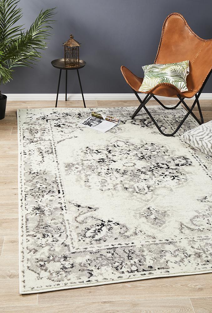 Alexa Transitional Rug White Grey Black by Rug Culture - 400X300CM