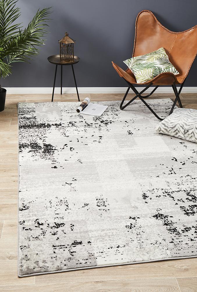 Alicia Modern Distressed Rug Grey Black Silver by Rug Culture - 400X300CM