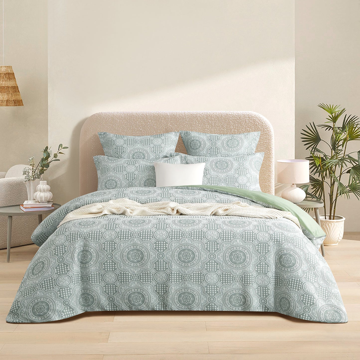 Rizz Sage Jacquard King Quilt Cover Set by Renee Taylor