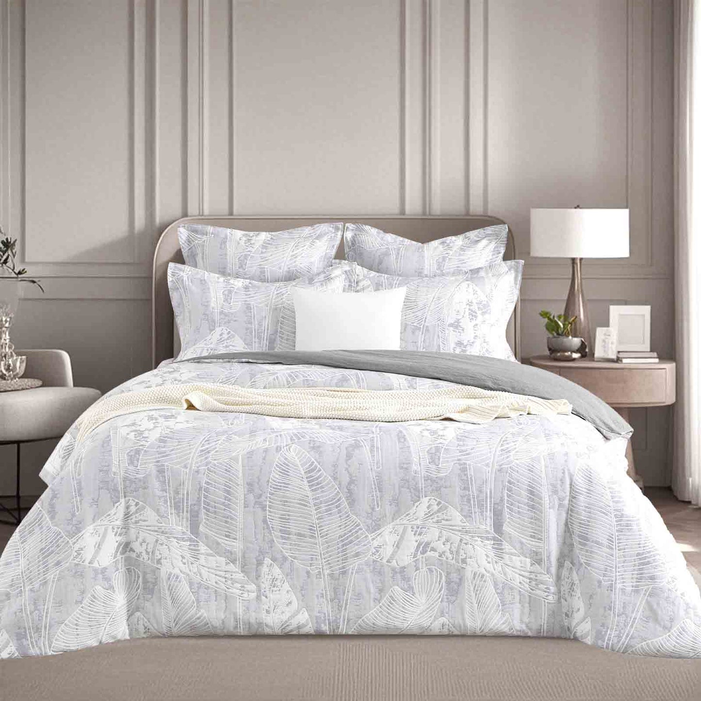 Grove Charcoal Jacquard Double Quilt Cover Set by Renee Taylor