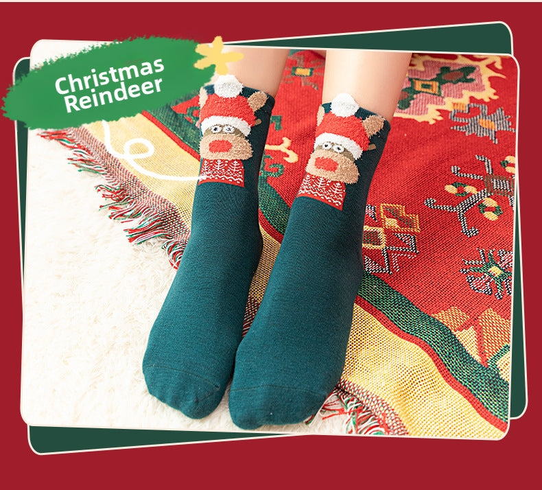 Christmas gift Christmas Socks Combed Cotton 4 Pair Medium Socks Gift Box