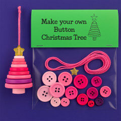 Christmas gift Christmas Button Ornament - Festive Santa Design Craft Kit (green Christmas tree)