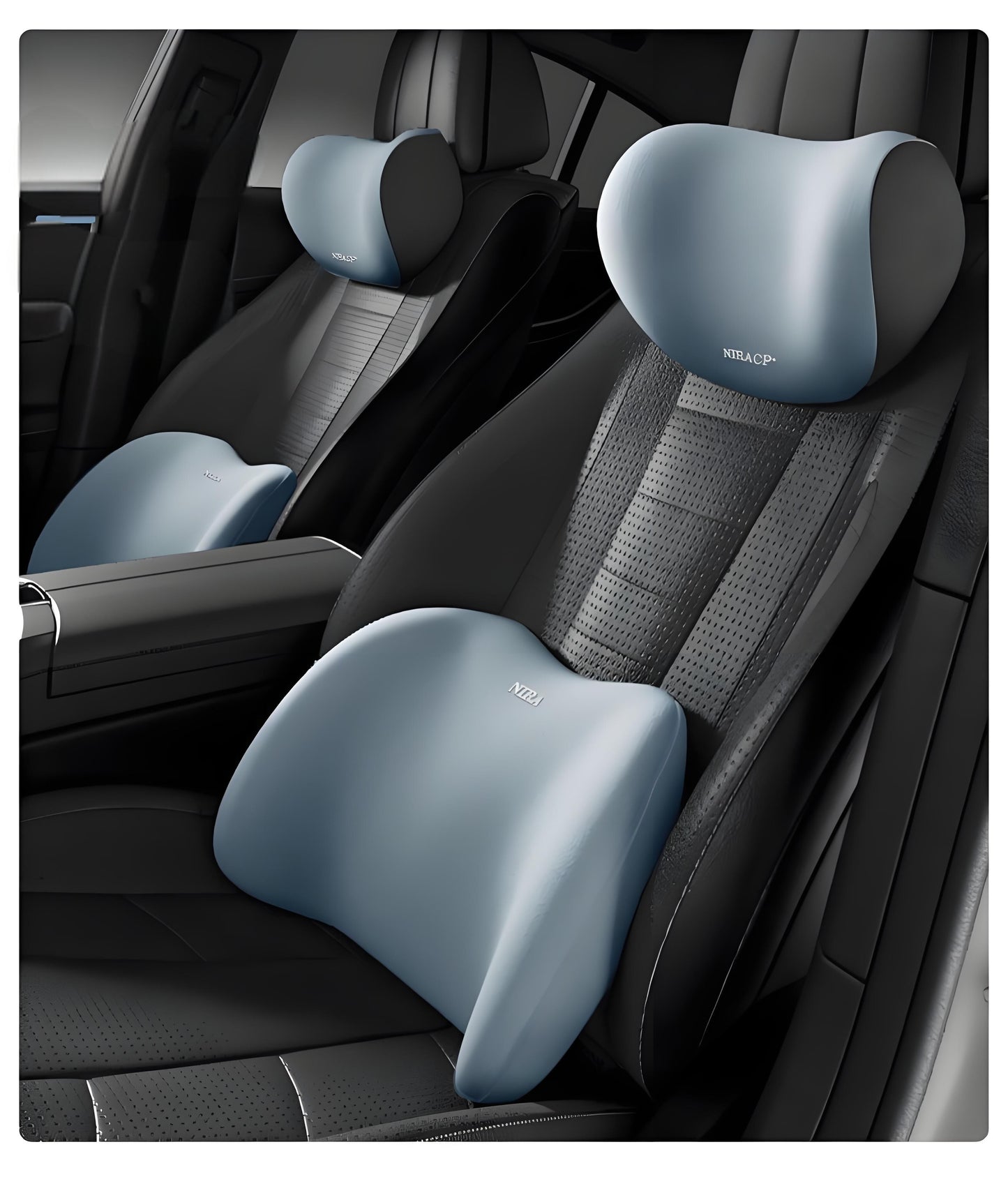 Christmas gift Car Headrest & Lumbar Support Set, Ergonomic Plush Cushion for Driver & Passenger, Comfort & Spine Protection for Long Drives(black)