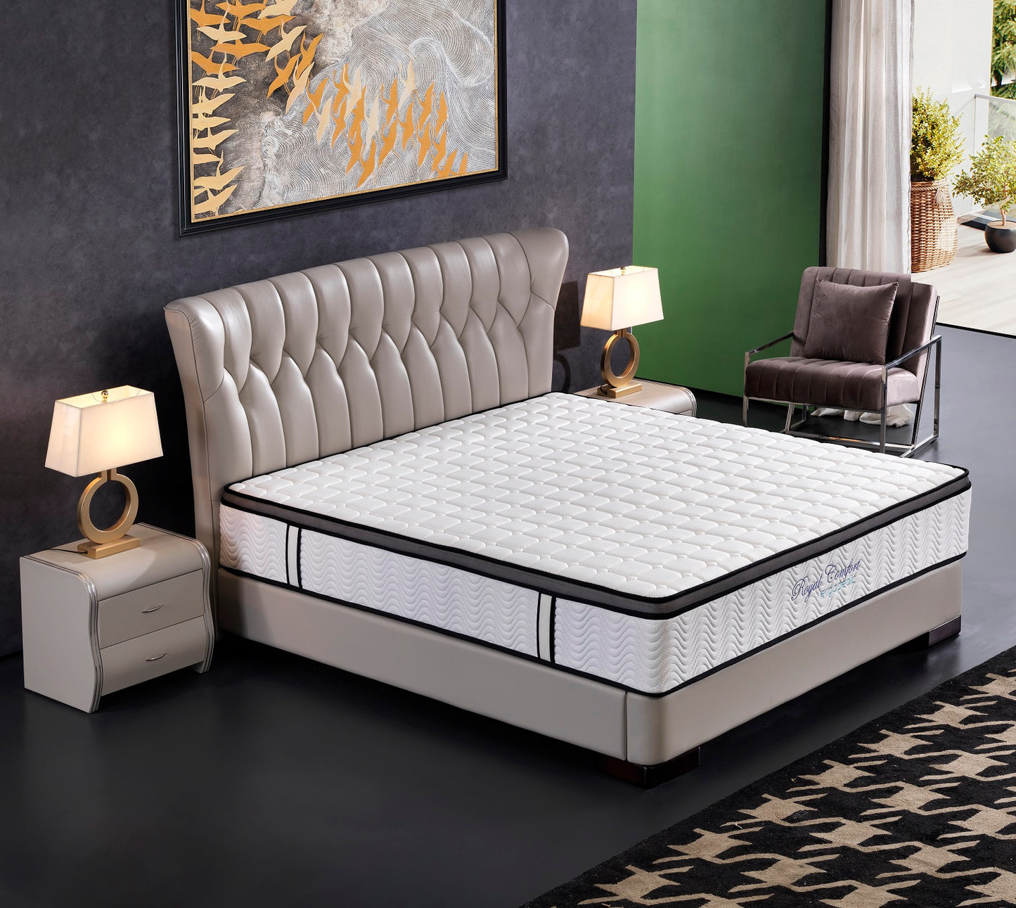 Ergopedic Mattress 5 Zone Latex Pocket Spring Mattress In A Box 30cm - Double - White Grey Black
