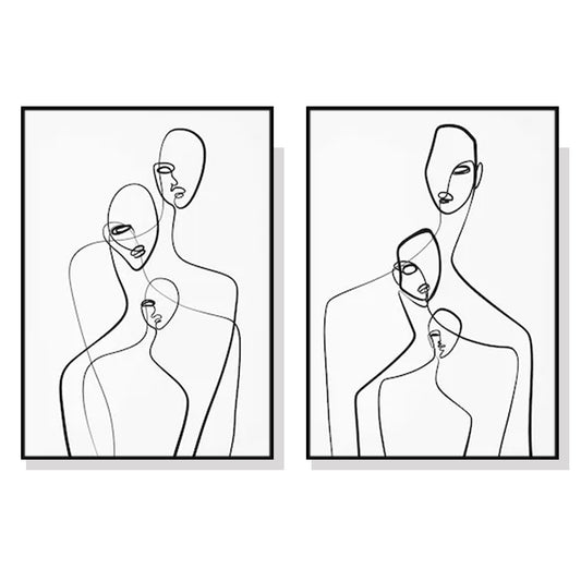 Wall Art 80cmx120cm Abstract Figures 2 Sets Black Frame Canvas