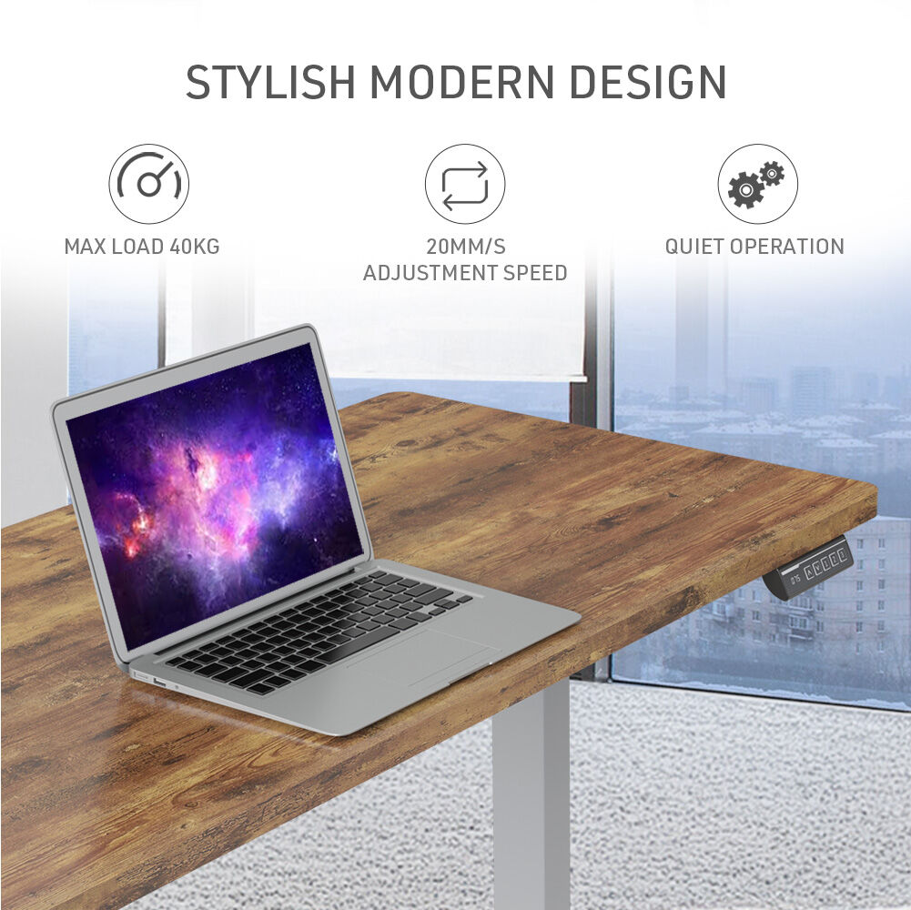 FORTIA Sit To Stand Up Standing Desk, 120x60cm, 72-118cm Electric Height Adjustable, 40kg Rated, Oak Style/Silver Frame