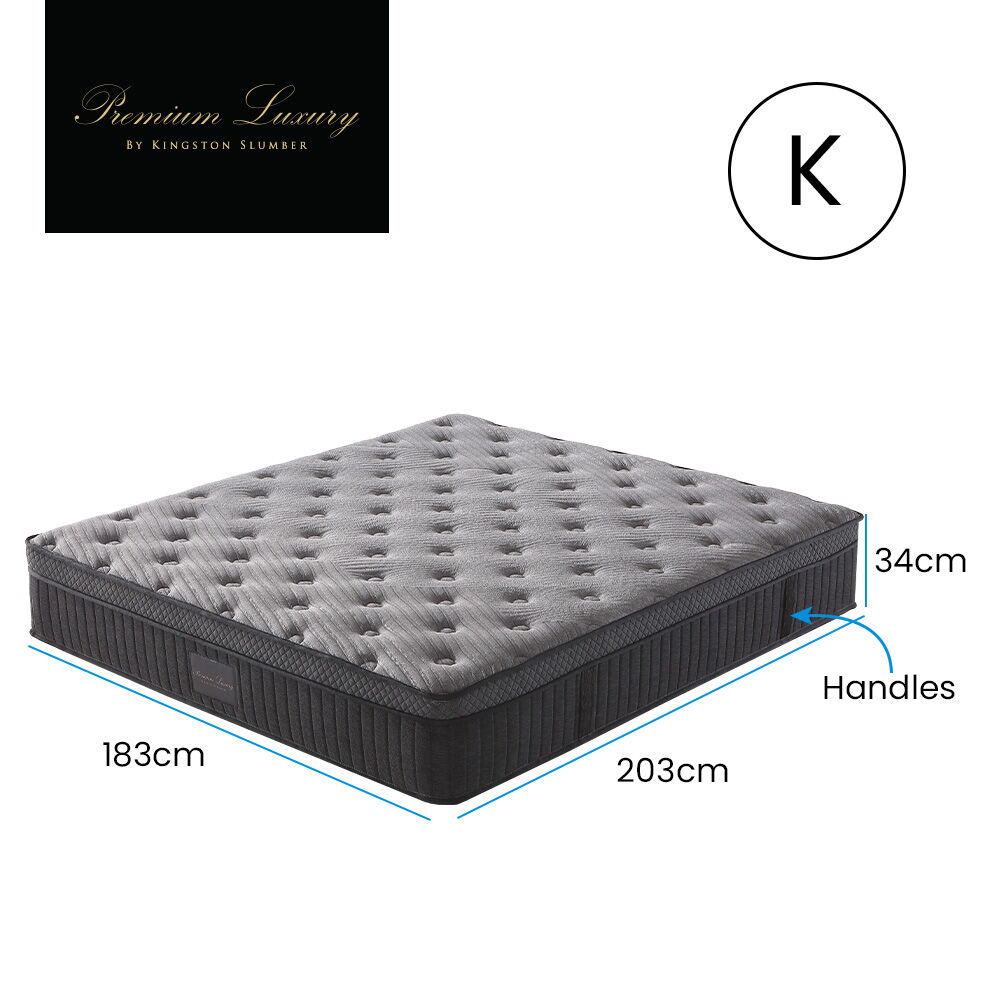 KINGSTON SLUMBER Premium Luxury 34cm King Mattress , Medium-Firm, Natural Latex Layer, Euro Top, 7-Zone Pocket Spring