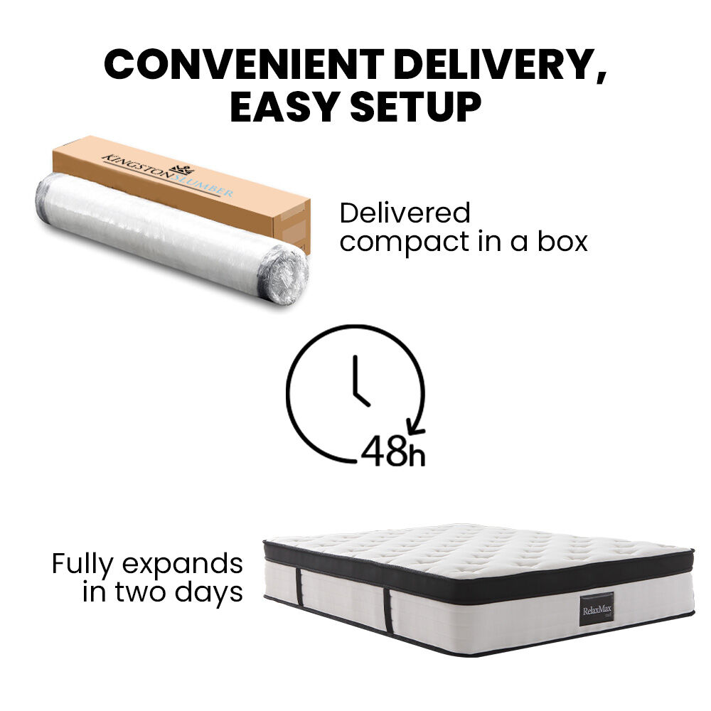 KINGSTON SLUMBER RelaxMax 31cm Single Mattress, Euro Top, 5-Zone, Pocket Spring, Knitted Fabric