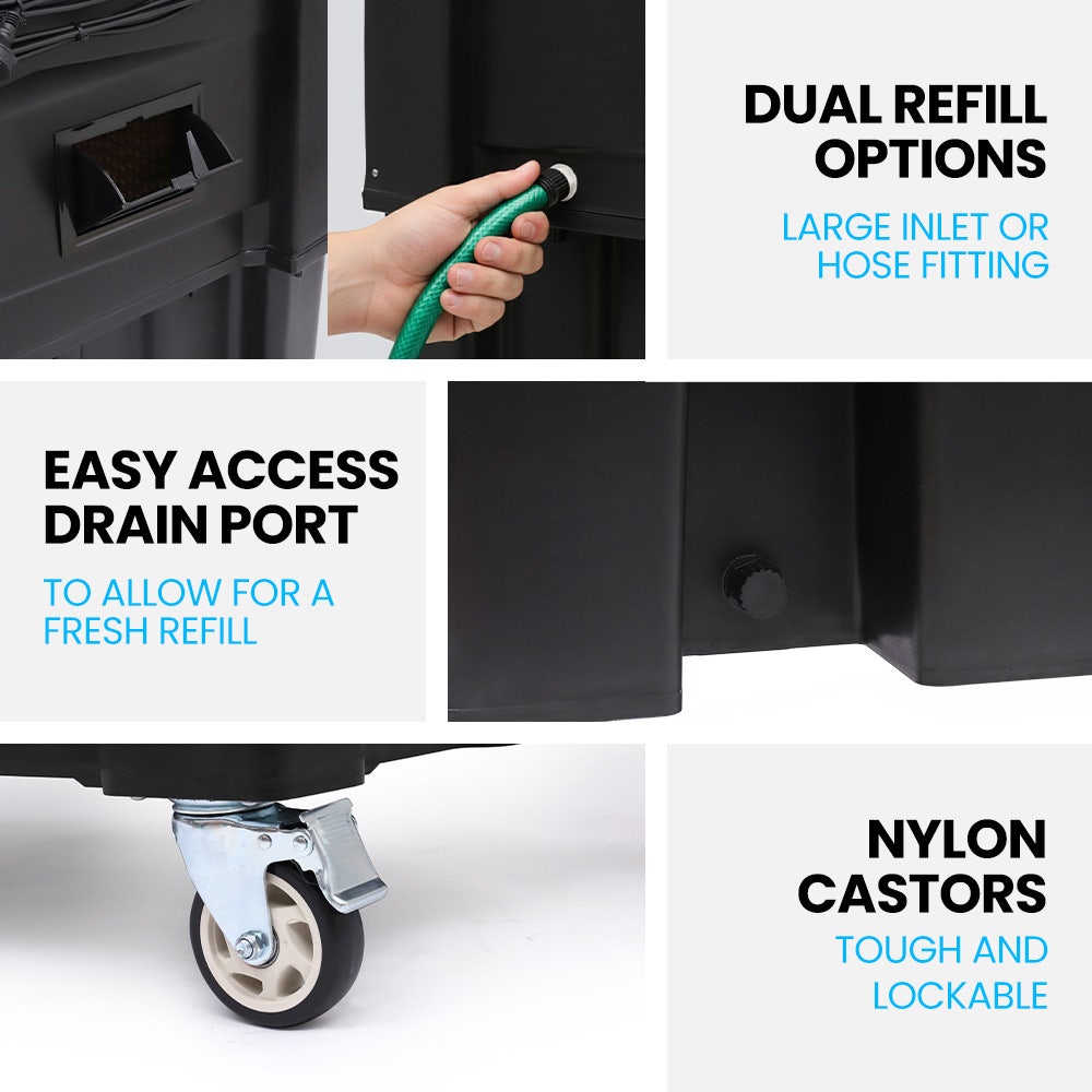 POLYCOOL 130L 750W Evaporative Air Cooler, Commercial Industrial Grade, Remote Control, Purifier, Fan