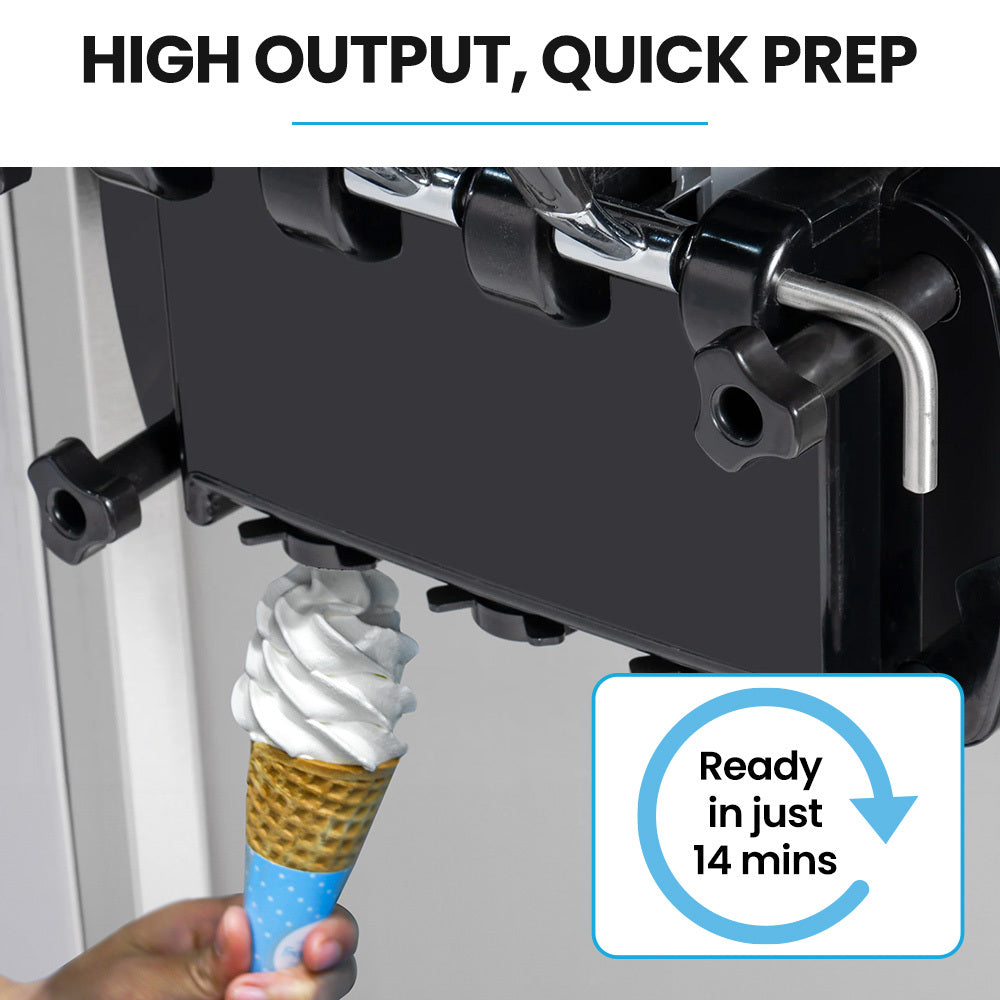 POLYCOOL Benchtop Soft Serve Ice Cream Machine, 3 Flavours, 2+Twist, Frozen Yoghurt, Acai Maker, Twin Cylinder, Counter Top Design, 15A Plug