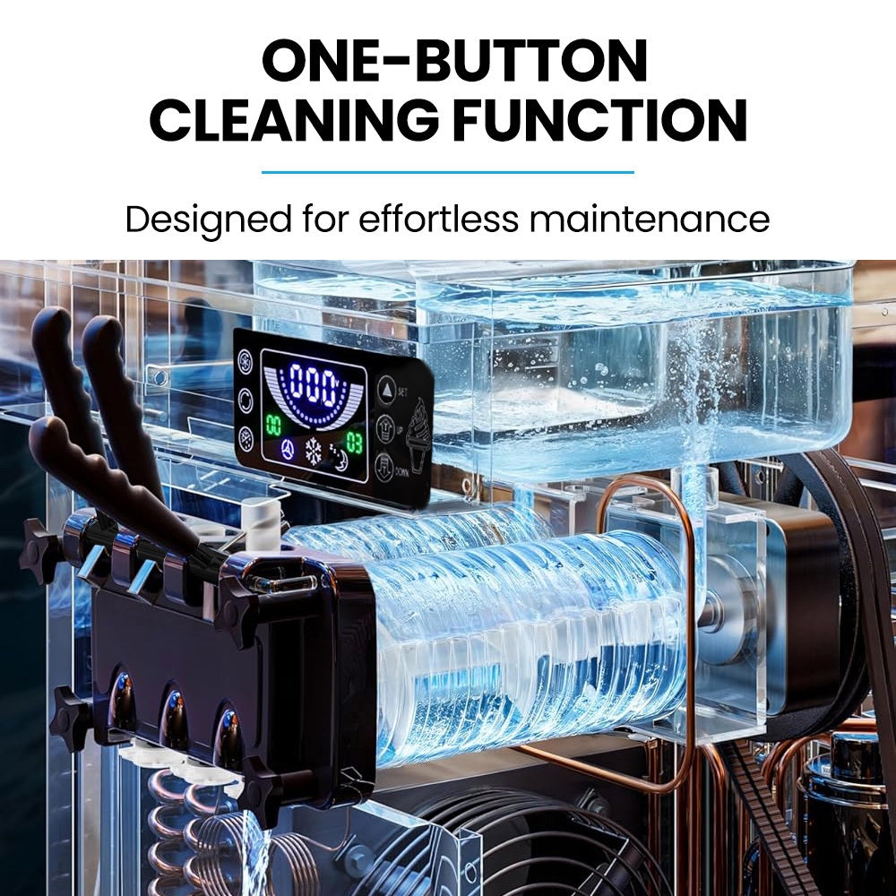 POLYCOOL Benchtop Soft Serve Ice Cream Machine, 3 Flavours, 2+Twist, Frozen Yoghurt, Acai Maker, Twin Cylinder, Counter Top Design, 15A Plug