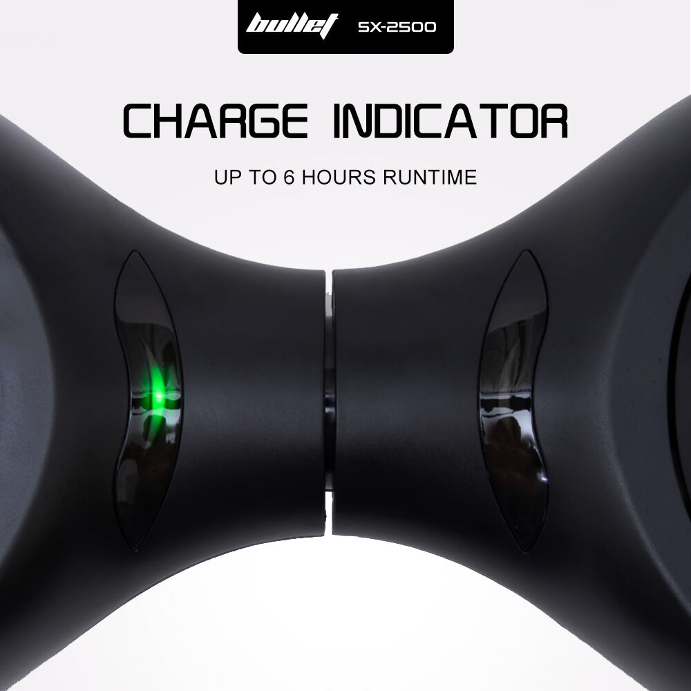 BULLET SX-2500 Hoverboard Scooter, 500W Brushless, UL Certified, AU Compliant, 6.5-inch Off-Road Style Tyres, Superior Self Balancing System, LED Lights, Black