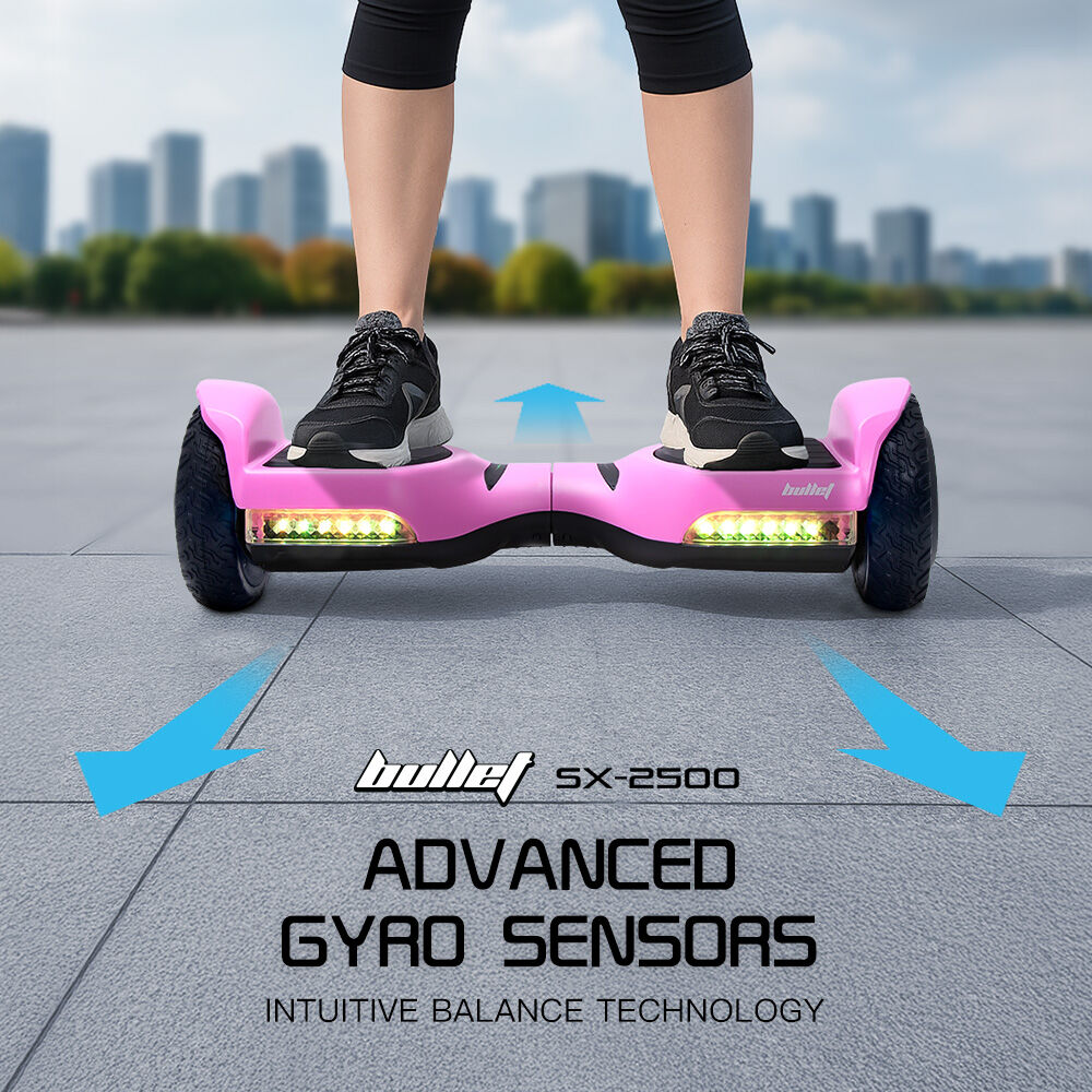 BULLET SX-2500 Hoverboard Scooter, 500W Brushless, UL Certified, AU Compliant, 6.5-inch Off-Road Style Tyres, Superior Self Balancing System, LED Lights, Pink