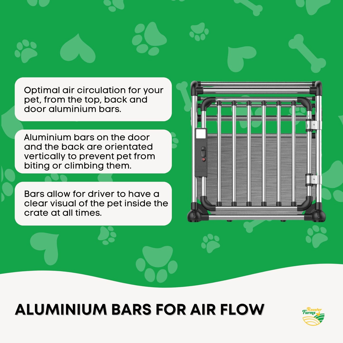 Aluminium Dog Travel Crate 63x68x88cm - Large Pet Car Transport Cage Kennel Box
