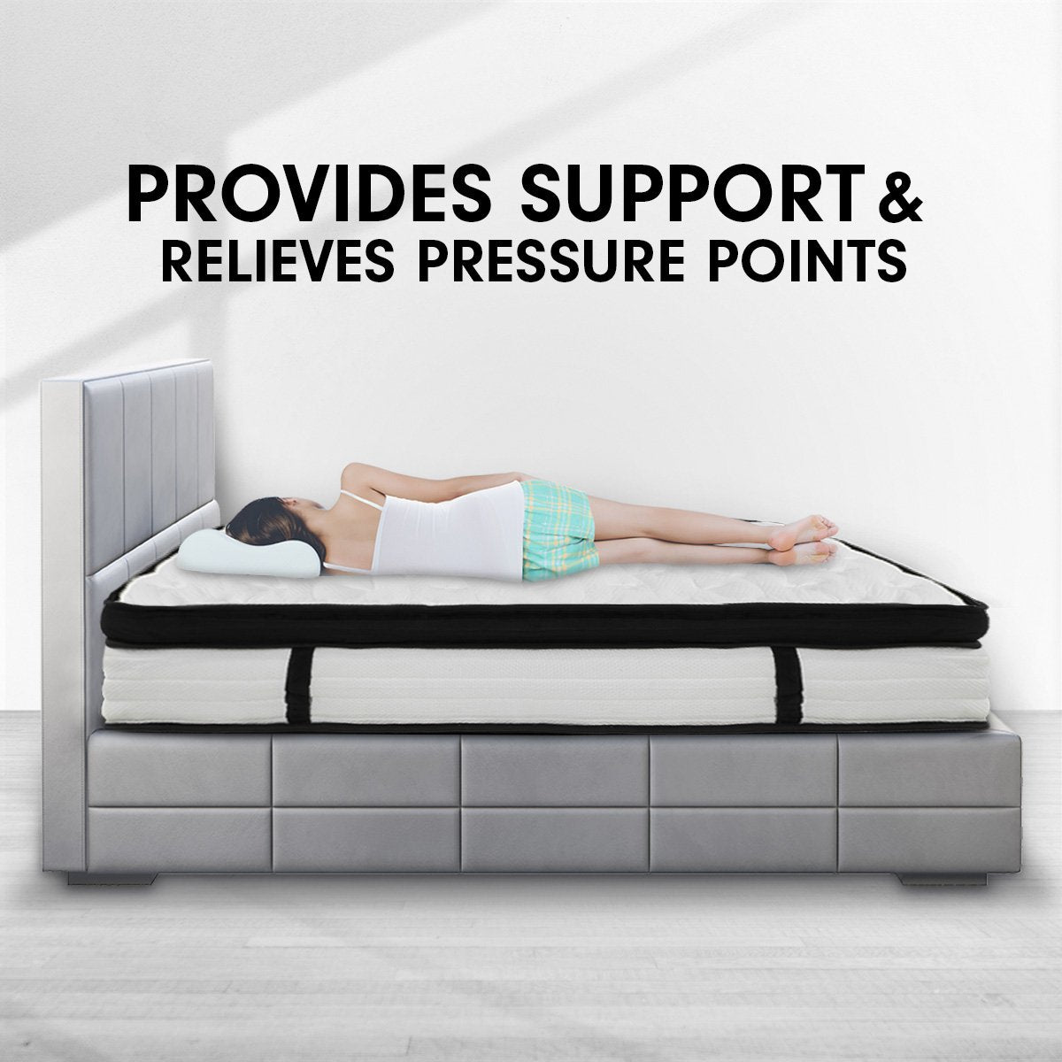 Laura Hill Double Mattress Bed Size Euro Top 5 Zone Spring Foam 32cm Bedding Pocket