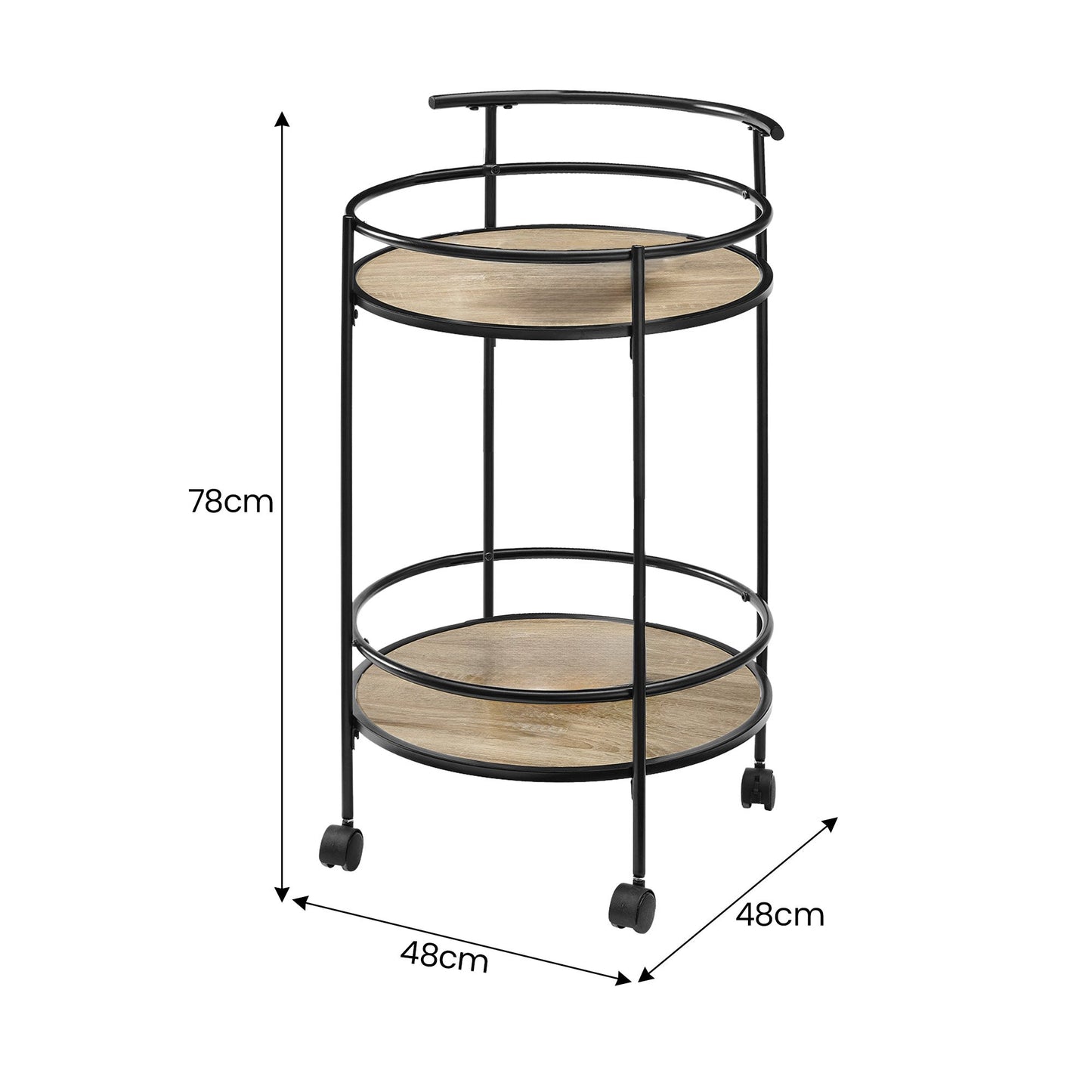 Sarantino Reno Mini Bar Cart Caddy in Grey Oak