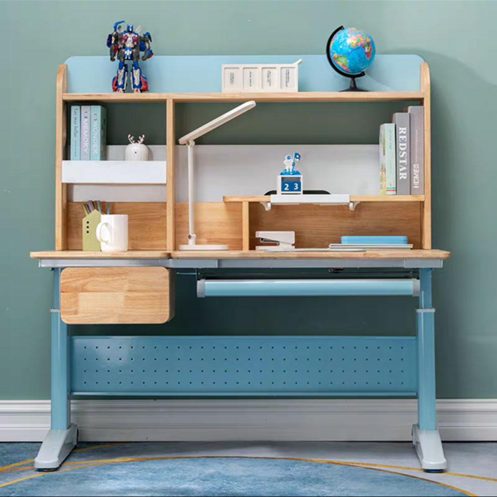 Solid Rubber Wood Height Adjustable Children Kids Ergonomic Blue Study Desk Chair Set 120cm AU