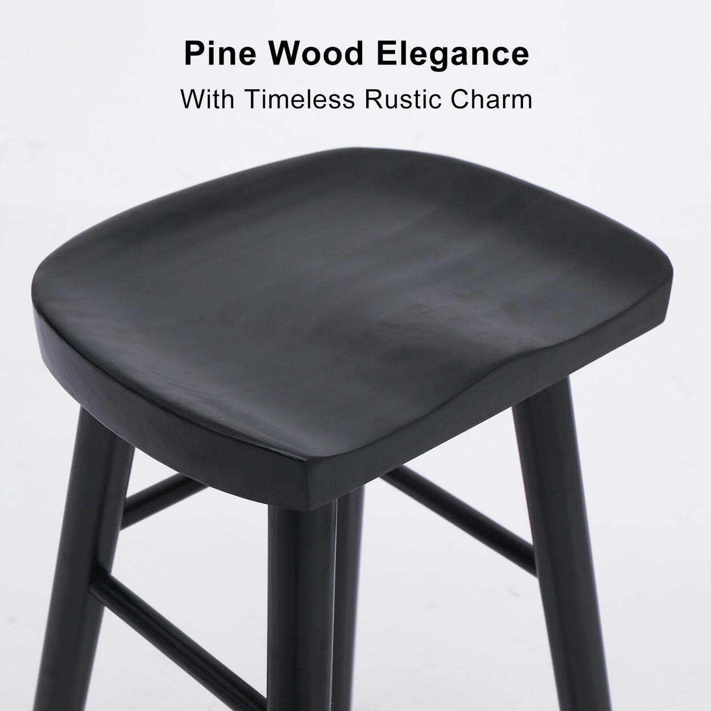 4X Wooden Bar Stool Dining Chair Pine Wood FRIDA 65cm BLACK