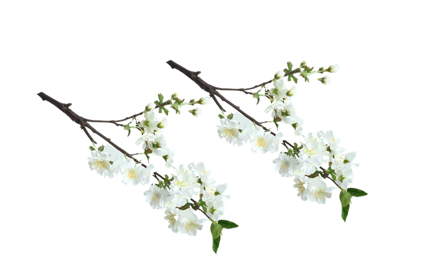 Artificial Single Stem Cherry Blossom 49cm -White - Set of 2 Bunch