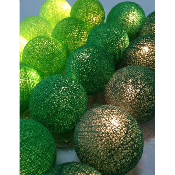 20 Ball Green 3m String Light Battery Box 5cm Cotton Ball Christmas Birthday Garden Special Occasion Decoration