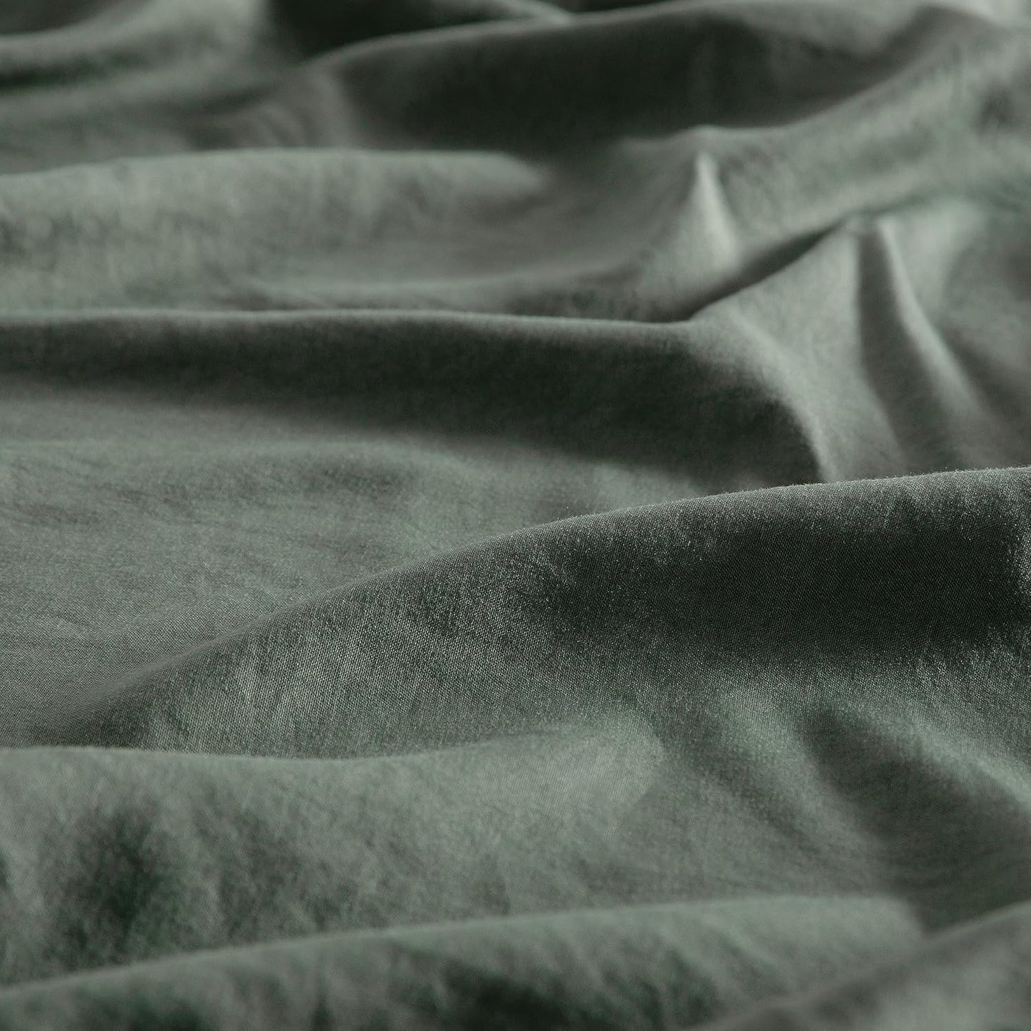 Vintage Washed Microfibre Quilt Cover Set (3Pcs) - Khaki Green - Double Size