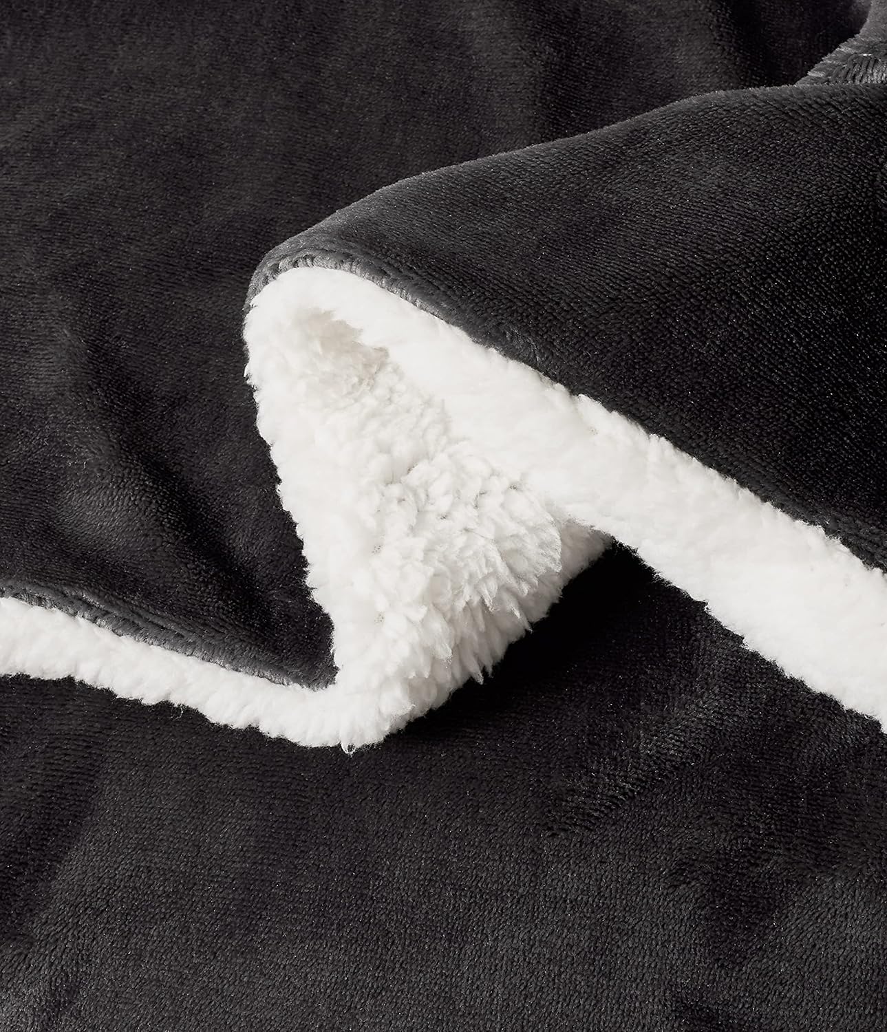 Teddy Sherpa Twin-Pack European Pillowcases - Soft Reversible Velvet & Sherpa Cushion Covers - Machine Washable with Zipper Closure - 65x65cm - Charcoal