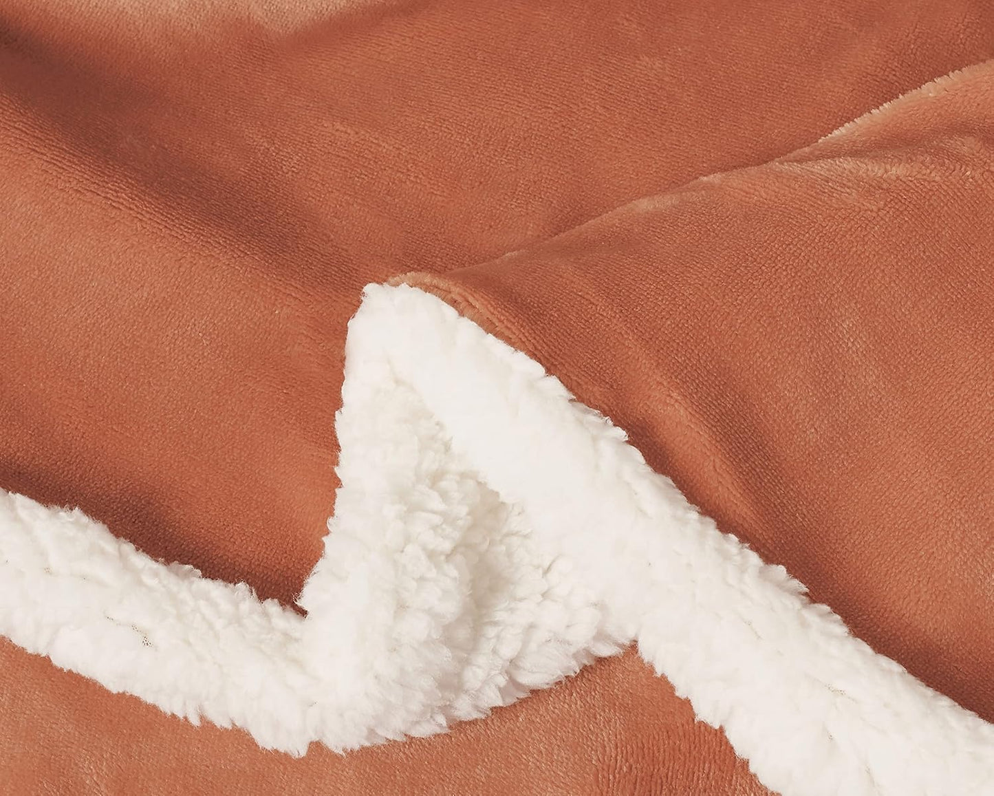Teddy Sherpa Twin-Pack European Pillowcases - Soft Reversible Velvet & Sherpa Cushion Covers - Machine Washable with Zipper Closure - 65x65cm - Terracotta