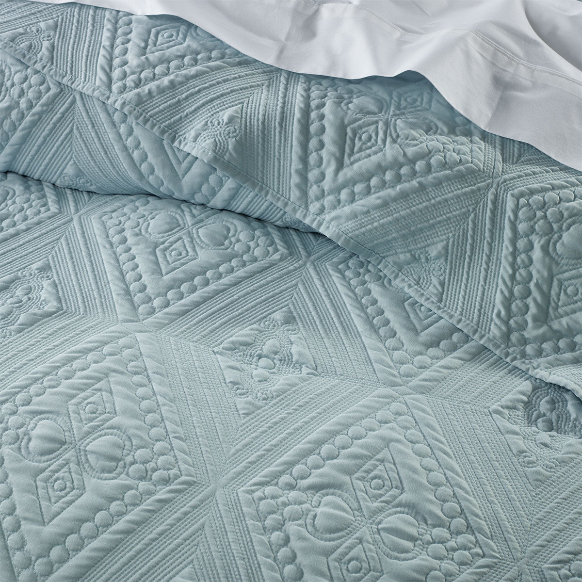 Bianca Aspen Sky Blue Embroidered Bedspread Set King