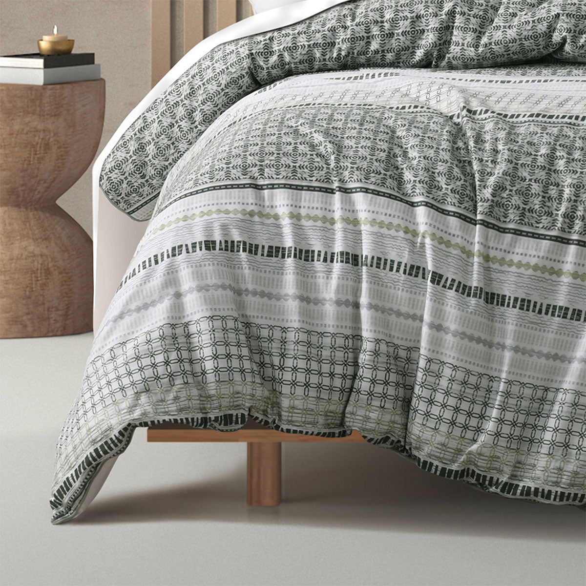 Bianca Drake Green Cotton Sateen Quilt Cover Set Queen