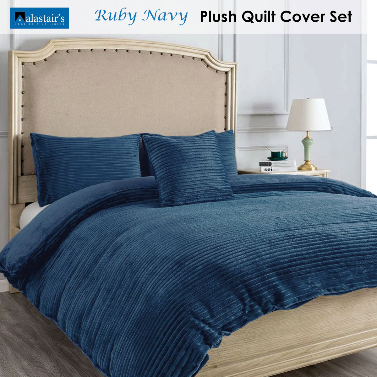 Alastairs Ruby Navy Quilt Cover Set Double