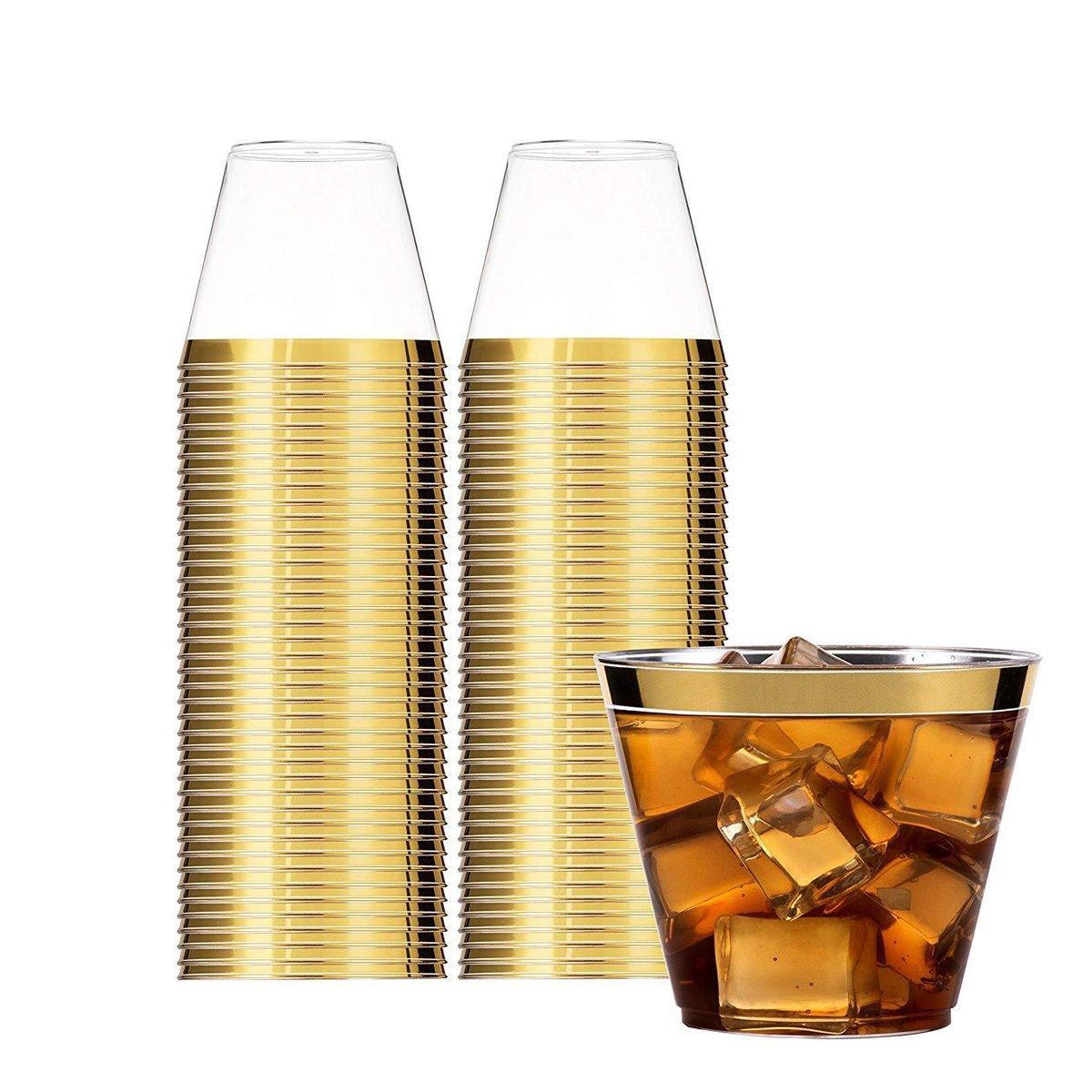 100pcs 9OZ Hot Gold Silver Plastic Wine Cup Western Food Cup Ice Cream - Silver