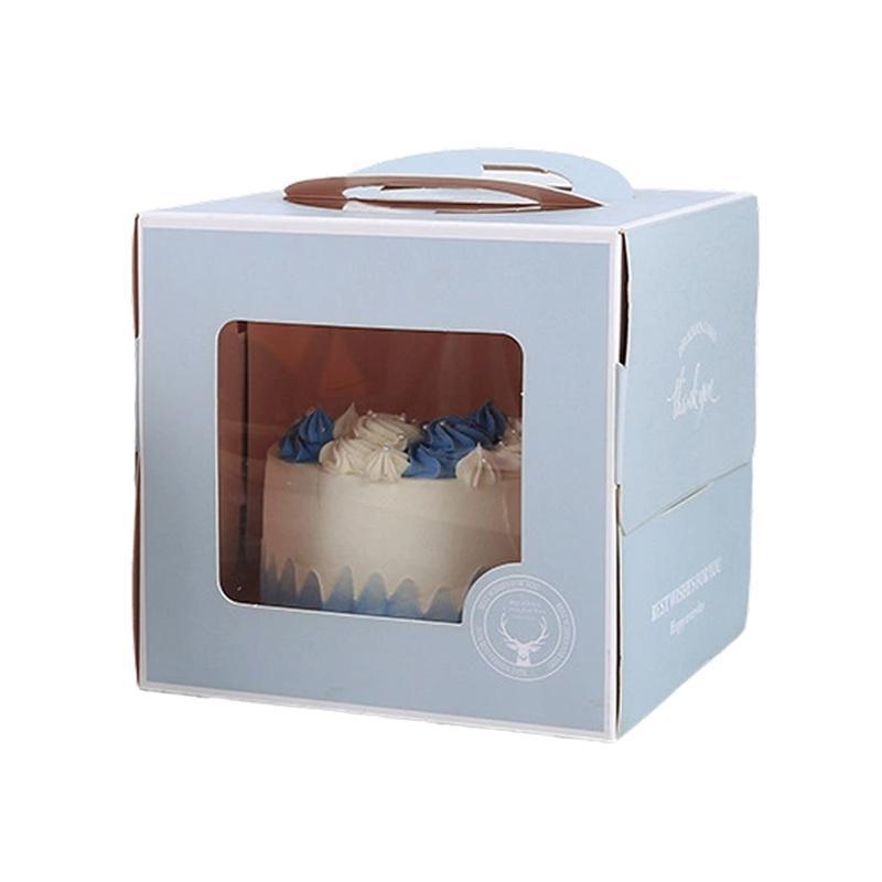 30PCS Grey Portable Cake Boxes Display Window Packing Case with Handle Birthday - 6 inch