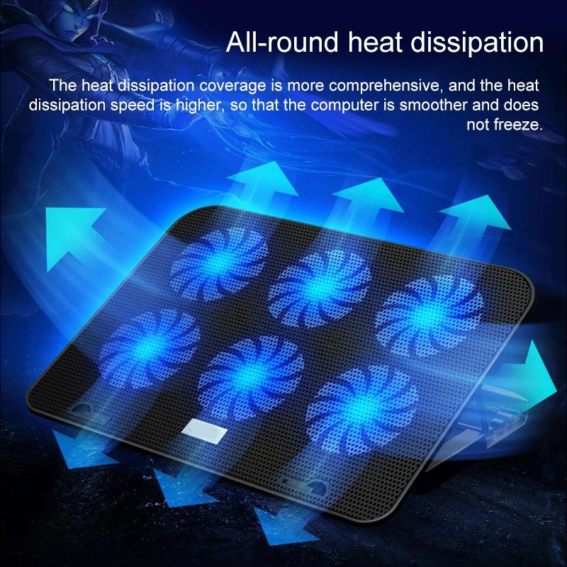 Silent Six-fan Cooling Base for Notebook Computers - Heat Sink