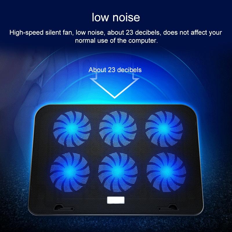 Silent Six-fan Cooling Base for Notebook Computers - Heat Sink