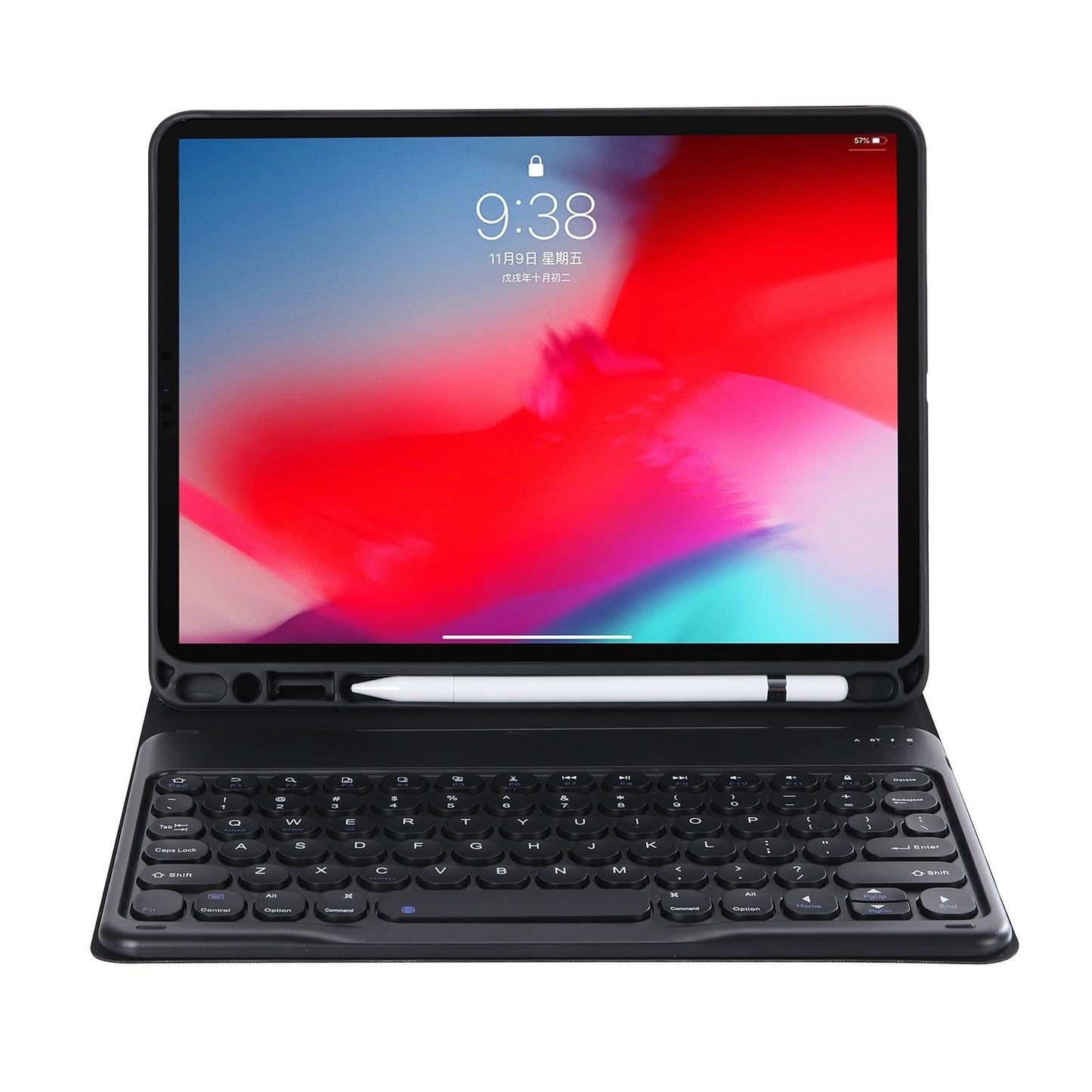 Detachable Bluetooth Keyboard Leather Case For Ipad Air 4 / 5 - Candy Colour Skin Texture - 10.9 Inch - Black