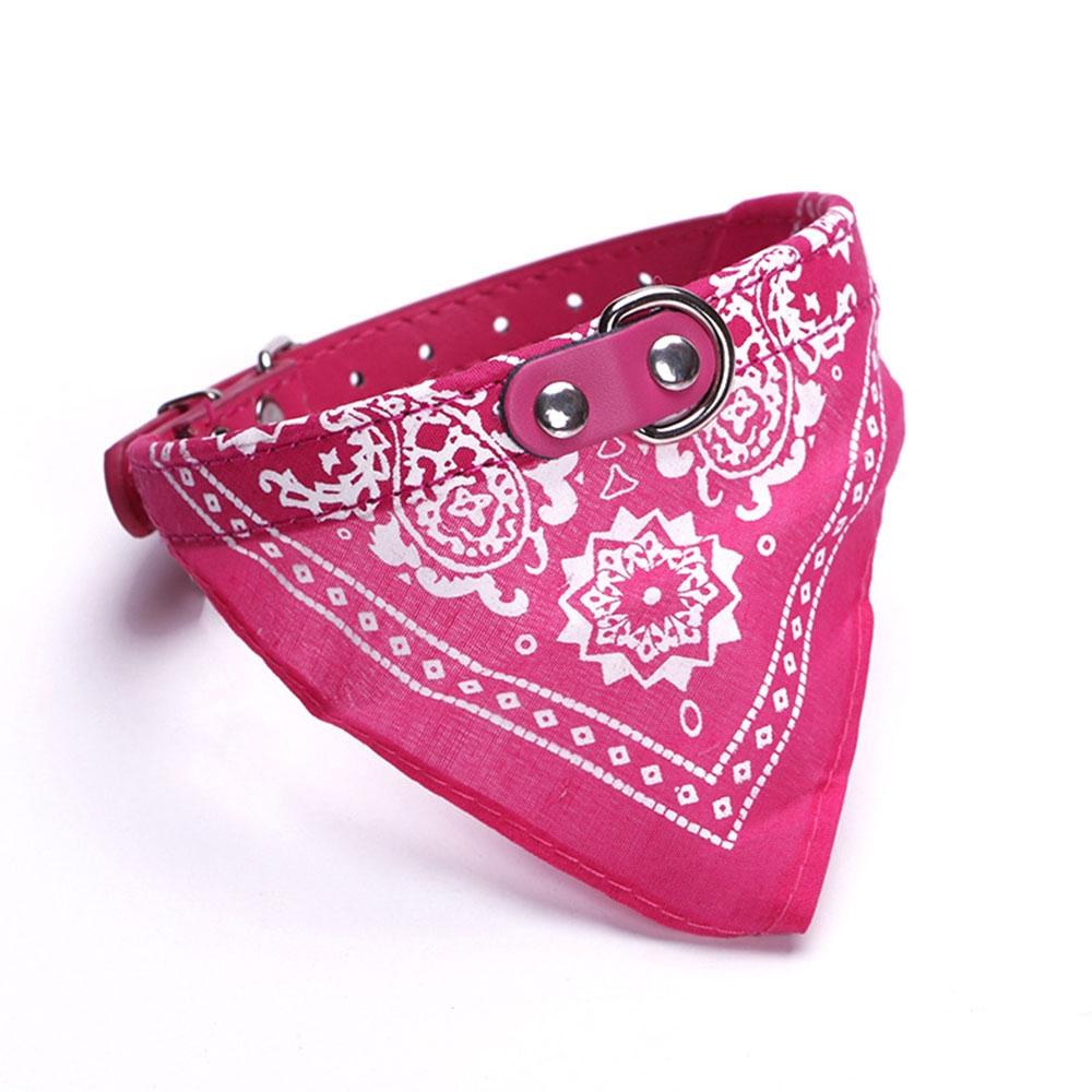 Adjustable Dog Bandana Leather Printed Soft Scarf Collar Neckerchief For Puppy Pet - Size M - Blue