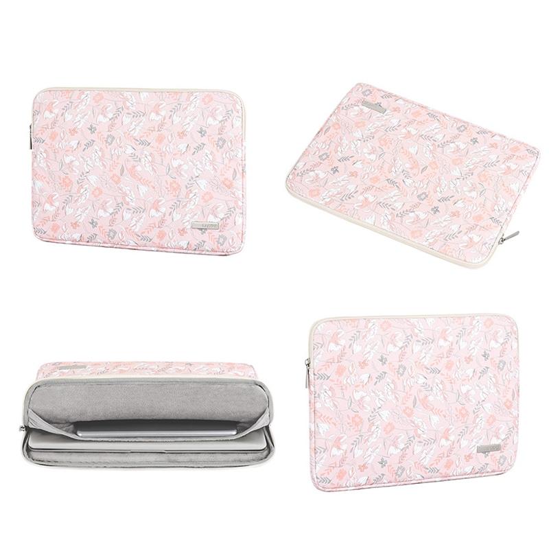 Waterproof Pu Leather Laptop Sleeve - Light Pink 13 Inch