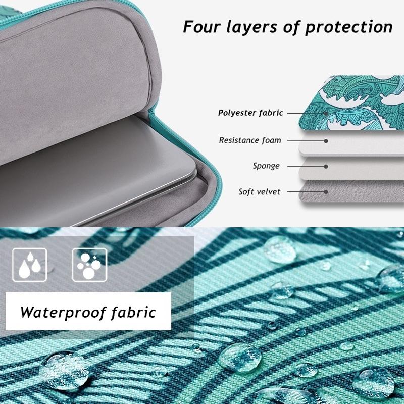 Green Wave 13 Laptop Sleeve in Pu Leather Print