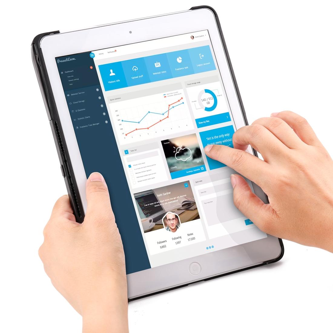 Detachable Bluetooth Keyboard Case For Ipad Air 2 / 9.7 2018 / 2017 / Pro 9.7 - Colourful Backlight - Black