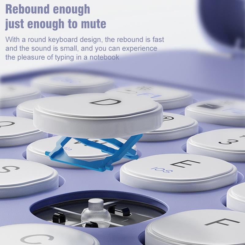 360 Degree Rotatable Bluetooth Keyboard Leather Case - Square Button - Mist Blue - For Ipad 10.2 2021 / Air 2019