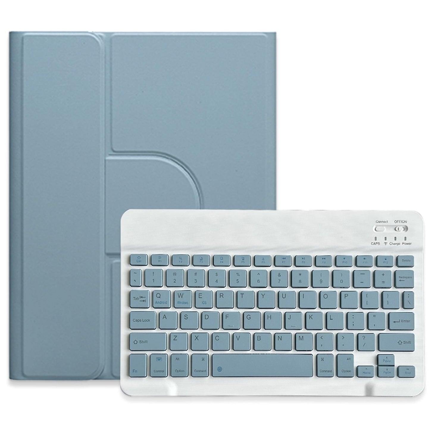 360 Degree Rotatable Bluetooth Keyboard Leather Case - Square Button - Mist Blue - For Ipad 10.2 2021 / Air 2019